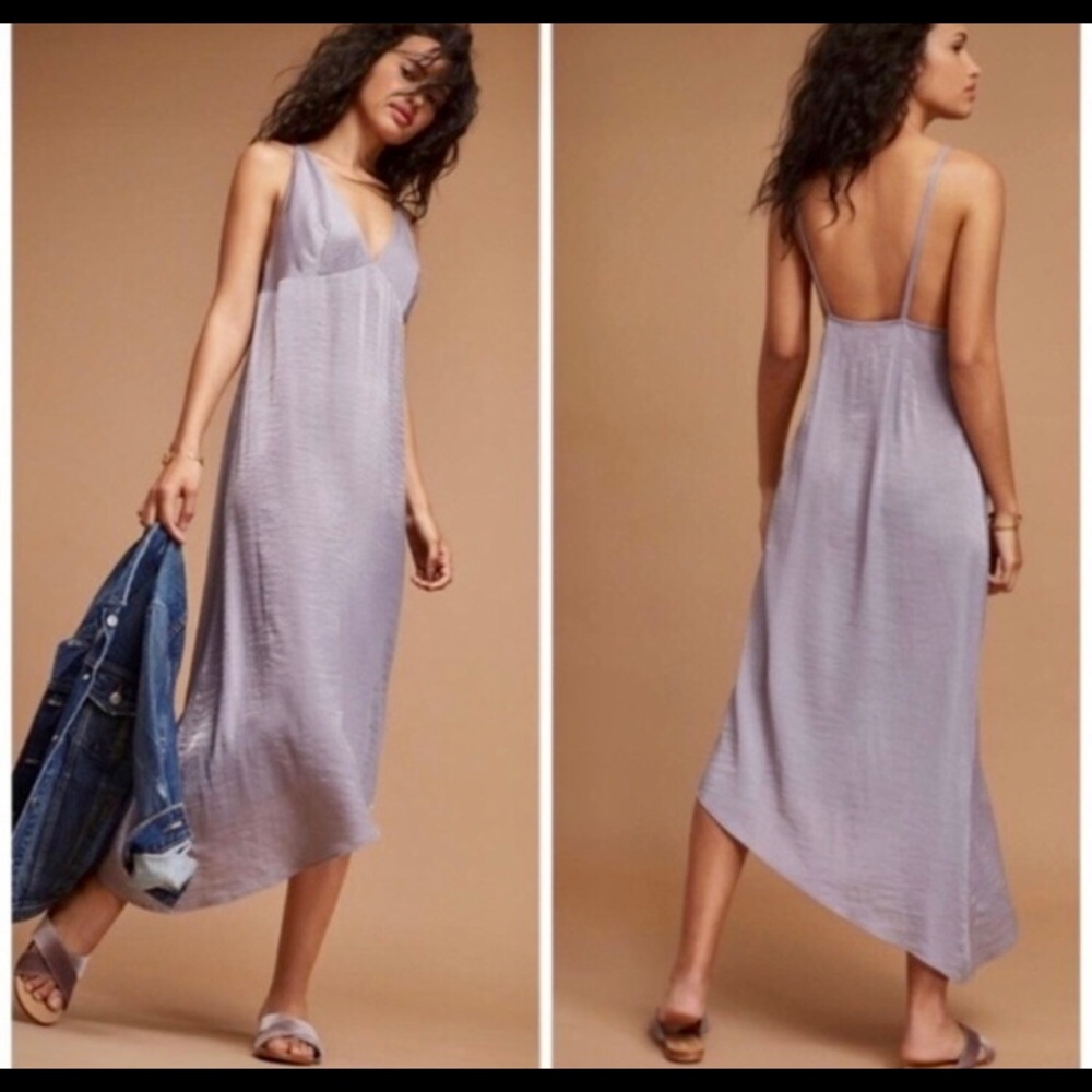 [Anthropologie] Lilac Asymmetrical Hem Slip Dress